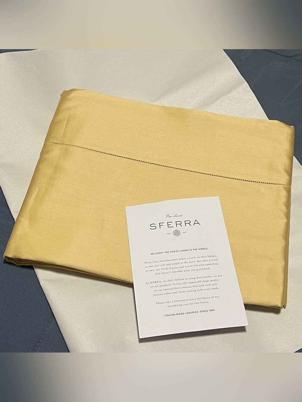 SFERRA Giotto Full/Queen Flat Sheet Extra Long Staple Cotton 96x114” Honey $518